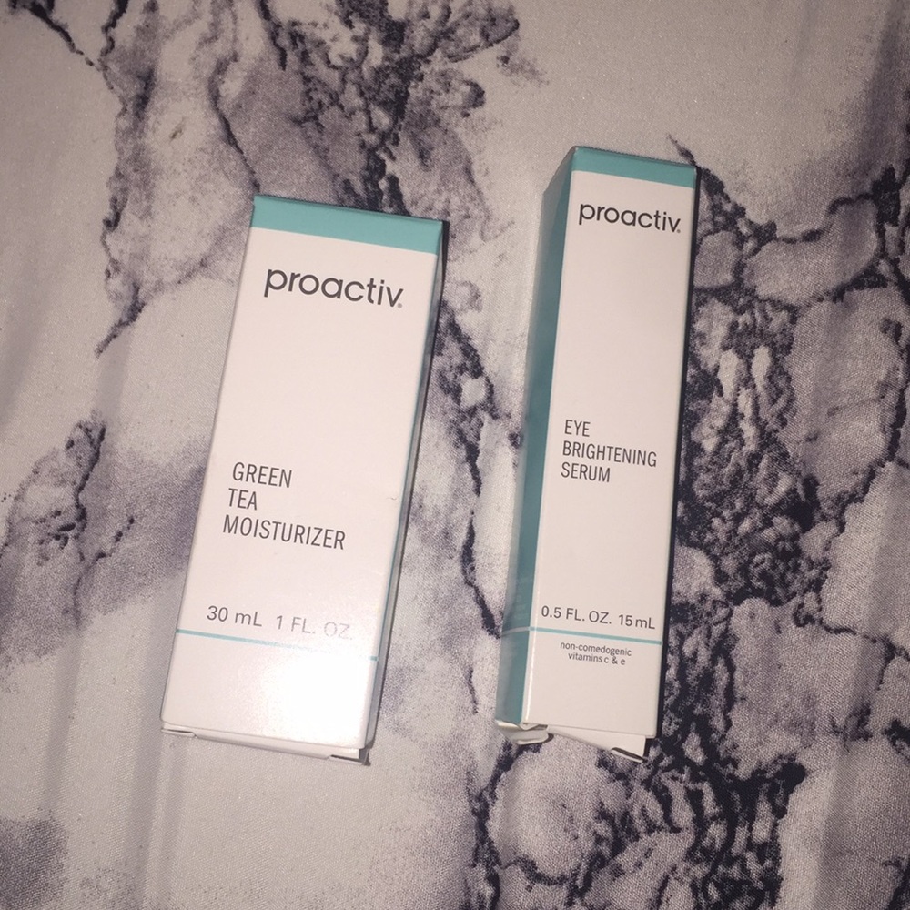Green tea moisturizer and eye brightening serum.